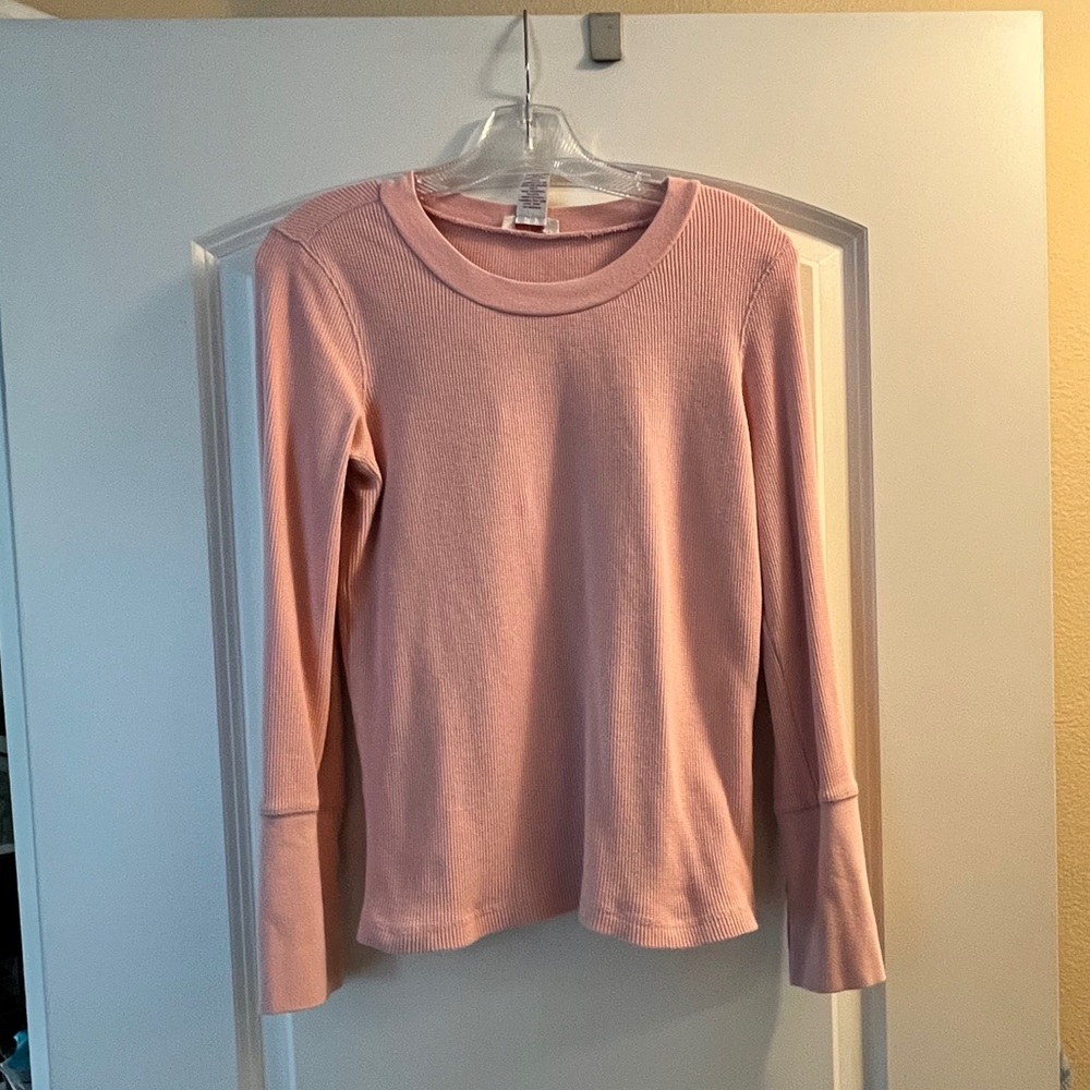 Pink Crewneck Thermal from Sundance Catalog | crushed velvet cuff details | MP